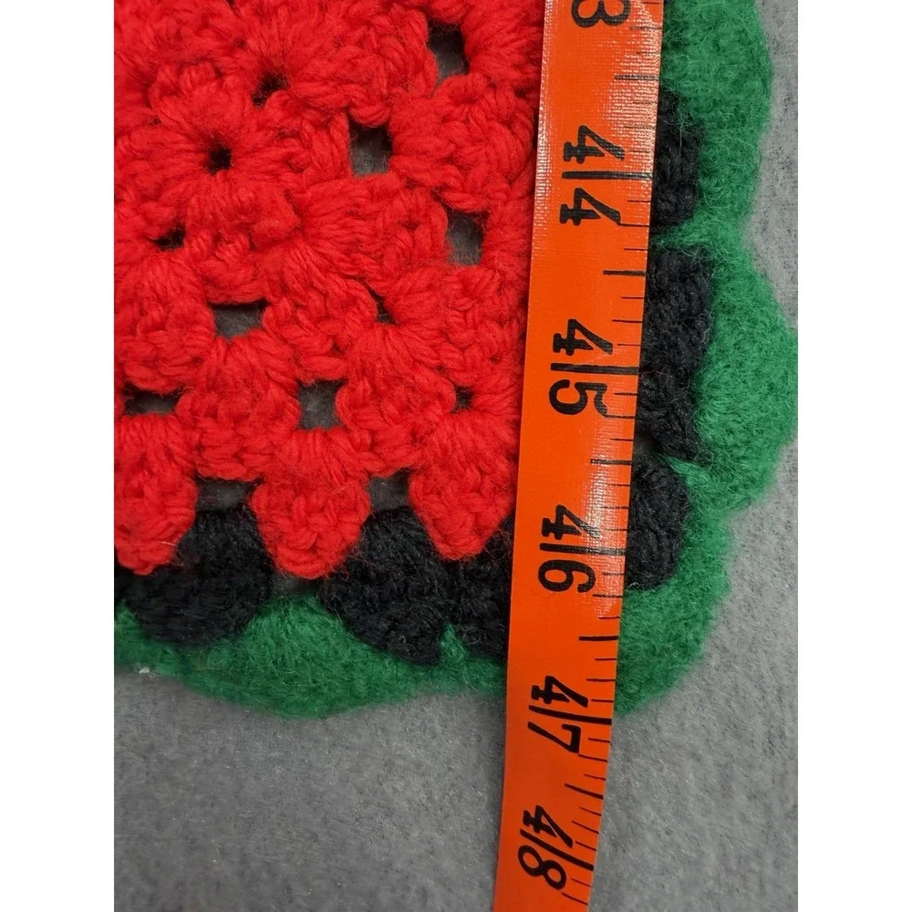 Vtg Crochet Roseanne Granny Square Afghan Throw Lap Blanket Colorful Multi 47x41